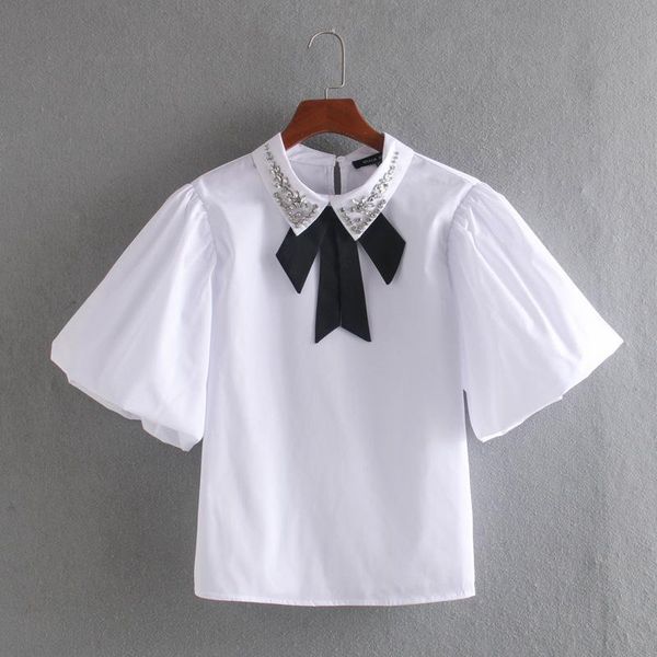 women's blouses & shirts summer 2021 fashion jewelry applique white sweet beaded bowknot puff sleeve decorative poplin shirt turn-down
women's blouses & shirts summer 2021 fashion jewelry applique white sweet beaded bowknot puff sleeve decorative poplin shirt turn-down