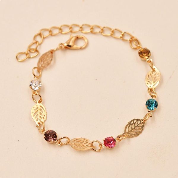 link, chain creative fashion gold color leaf bracelet exquisite 5-color crystal zircon hand for women charming party girl jewelry gift, Black
link, chain creative fashion gold color leaf bracelet exquisite 5-color crystal zircon hand for women charming party girl jewelry gift, Black