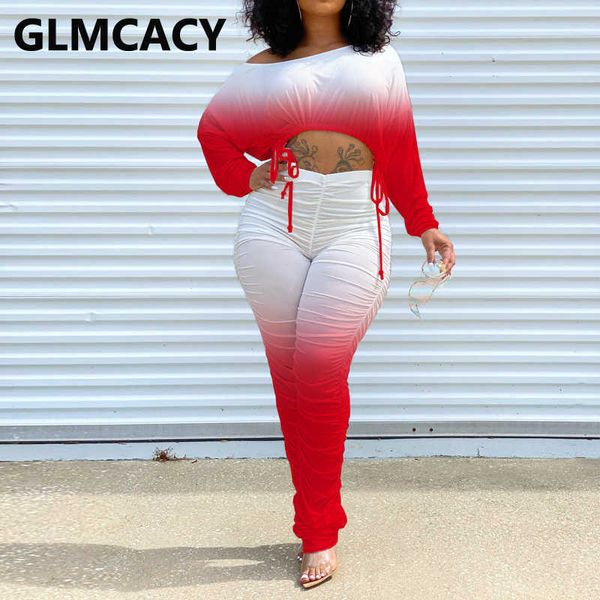 women ombre color two piece suits long sleeve crop shirt and long pants set 210702, White
women ombre color two piece suits long sleeve crop shirt and long pants set 210702, White