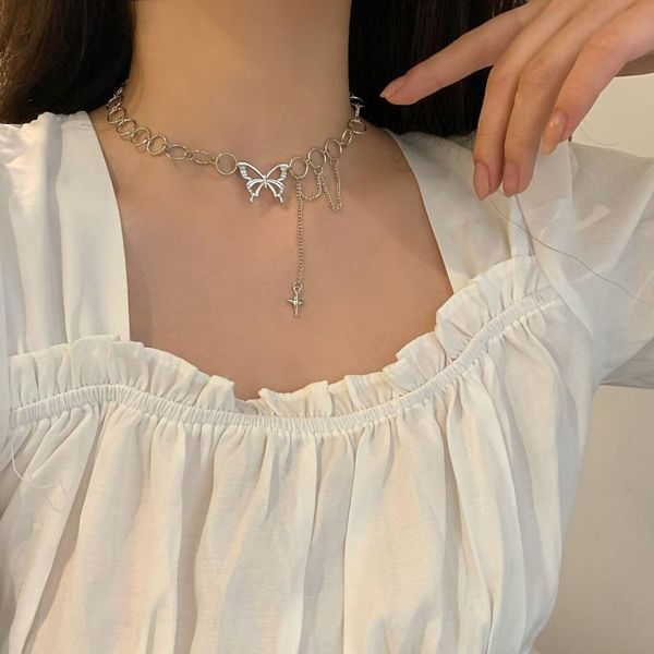 chokers kpop harajuku goth hollow butterfly cross long tassel punk clavicle chain choker necklace for women egirl street fashion jewelry, Golden;silver
chokers kpop harajuku goth hollow butterfly cross long tassel punk clavicle chain choker necklace for women egirl street fashion jewelry, Golden;silver