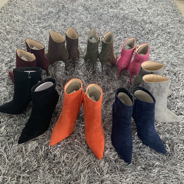 2021 new brand women boots fashion super high heels ankle boots suede spring autumn pointed toe boots winter shoes woman, Black
2021 new brand women boots fashion super high heels ankle boots suede spring autumn pointed toe boots winter shoes woman, Black