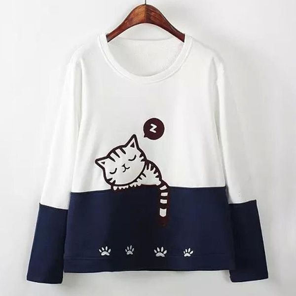 women's hoodies & sweatshirts sleep cat embroidered hoodie cute winter poleron mujer 2021 kawaii pattern cartoon sweatshirt contrast co, Black
women's hoodies & sweatshirts sleep cat embroidered hoodie cute winter poleron mujer 2021 kawaii pattern cartoon sweatshirt contrast co, Black
