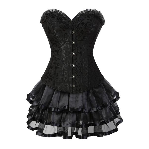 gothic corset skirt for women steampunk steel boned bustiers dress corsetto lace up boned classic clubwear carnival costume, Black;white
gothic corset skirt for women steampunk steel boned bustiers dress corsetto lace up boned classic clubwear carnival costume, Black;white