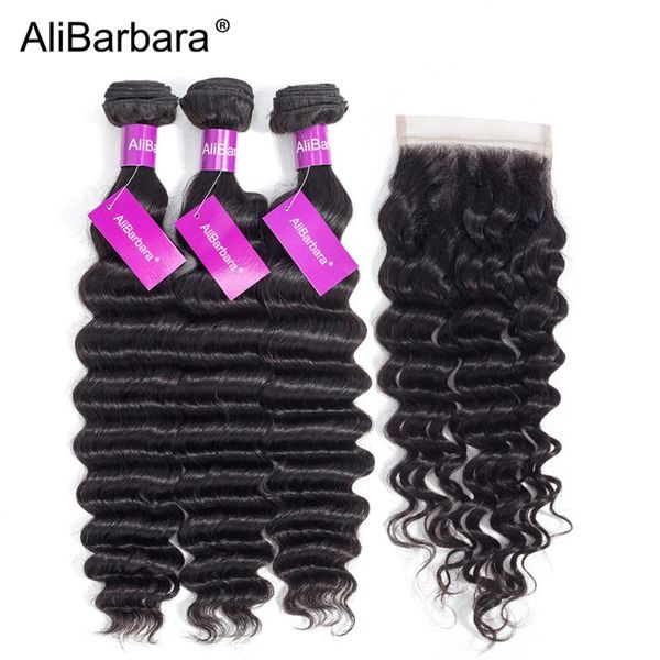 human hair bulks alibarbara brazilian loose deep bundles with closure part 4x4 swiss lace 1b remy weave extension, Black
human hair bulks alibarbara brazilian loose deep bundles with closure part 4x4 swiss lace 1b remy weave extension, Black