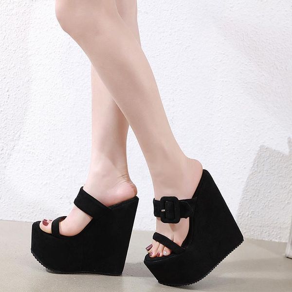 fashion new 17cm wedges heels shoes super high heel fashion suede women sandals, Black
fashion new 17cm wedges heels shoes super high heel fashion suede women sandals, Black