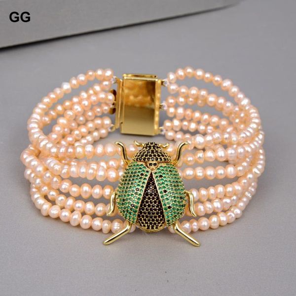 8" 6 strands pink freshwater pearl cubic zirconia micro pave bee bracelet animal bracelet for women, Black
8" 6 strands pink freshwater pearl cubic zirconia micro pave bee bracelet animal bracelet for women, Black