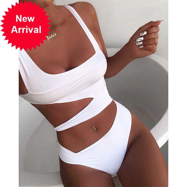 2021 new white one piece swimsuit cut out swimwear push up monokini bathing suits beach wear swimming suit for women, White;black