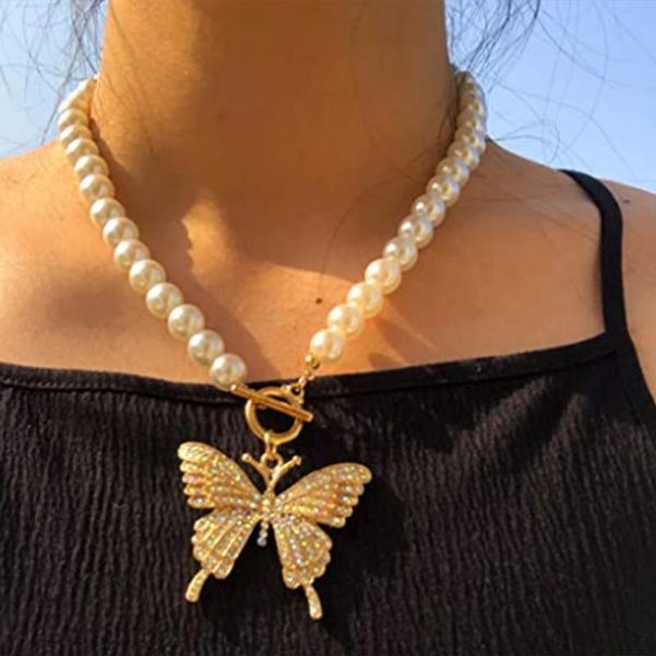 chokers stonefans luxury butterfly imitation pearl necklace for women choker party trend elegant wedding jewelry pendant charms, Golden;silver
chokers stonefans luxury butterfly imitation pearl necklace for women choker party trend elegant wedding jewelry pendant charms, Golden;silver