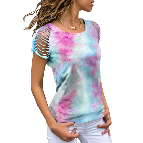 women shirts cold shoulder hollow out t shirt tie dye fashion tshirt women korean clothes tee shirt, White
women shirts cold shoulder hollow out t shirt tie dye fashion tshirt women korean clothes tee shirt, White