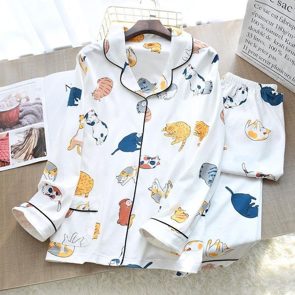 womens knitting cotton thin pajamas cartoon printing 2 piece pyjamas loungewear pijama mujer long sleeve sleepwear home clothes, Black;red
womens knitting cotton thin pajamas cartoon printing 2 piece pyjamas loungewear pijama mujer long sleeve sleepwear home clothes, Black;red