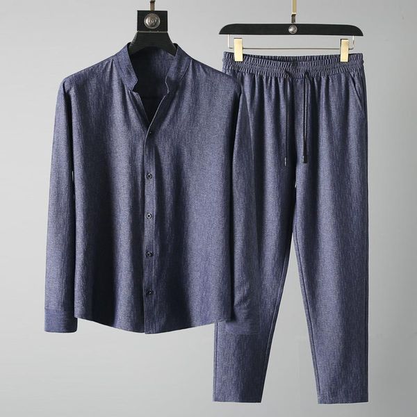 men's tracksuits summer light casual suit 2021 lapel shirt long sleeve trousers breathable two piece, Gray
men's tracksuits summer light casual suit 2021 lapel shirt long sleeve trousers breathable two piece, Gray