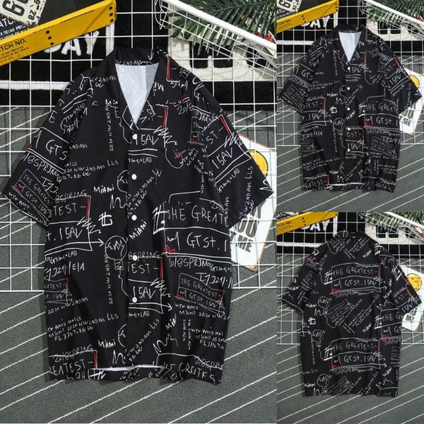 men's casual shirts loose mens blouse beach fashion short summer sleeve men, White;black
men's casual shirts loose mens blouse beach fashion short summer sleeve men, White;black