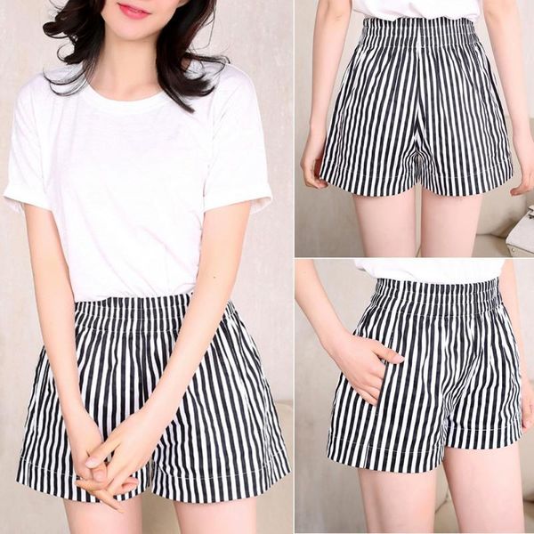 women's shorts summer woman office lady loose black white vertical striped high waist casual cotton wide leg short #5, White;black
women's shorts summer woman office lady loose black white vertical striped high waist casual cotton wide leg short #5, White;black