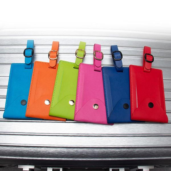 card holders bottom snap glossy with colored straps luggage tags baggage name suitcase address label holder travel accessories, Brown;gray
card holders bottom snap glossy with colored straps luggage tags baggage name suitcase address label holder travel accessories, Brown;gray