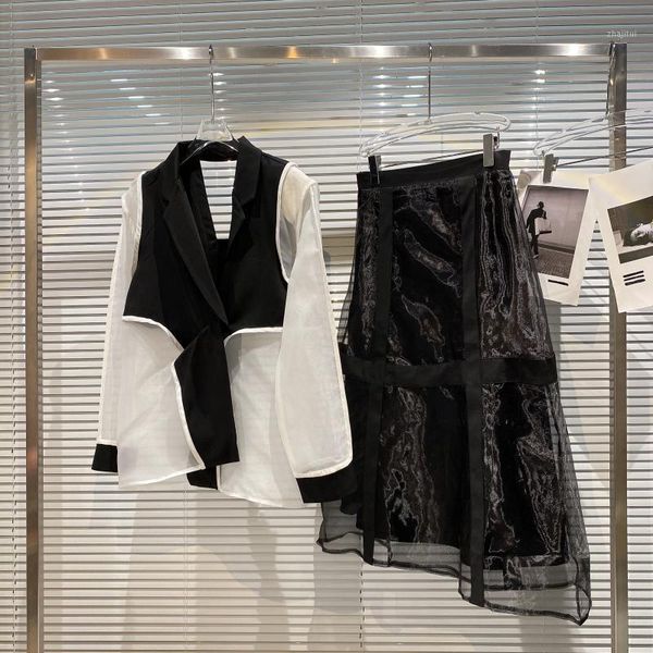 two piece dress 2021 summer suit women's fashion mesh stitching sunscreen long-sleeved jacket mid-length skirt, White
two piece dress 2021 summer suit women's fashion mesh stitching sunscreen long-sleeved jacket mid-length skirt, White
