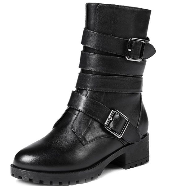 boots autumn winter luxury genuine cow leather female bootsfashion round head belt buckle punk style comfortable short boot, Black
boots autumn winter luxury genuine cow leather female bootsfashion round head belt buckle punk style comfortable short boot, Black
