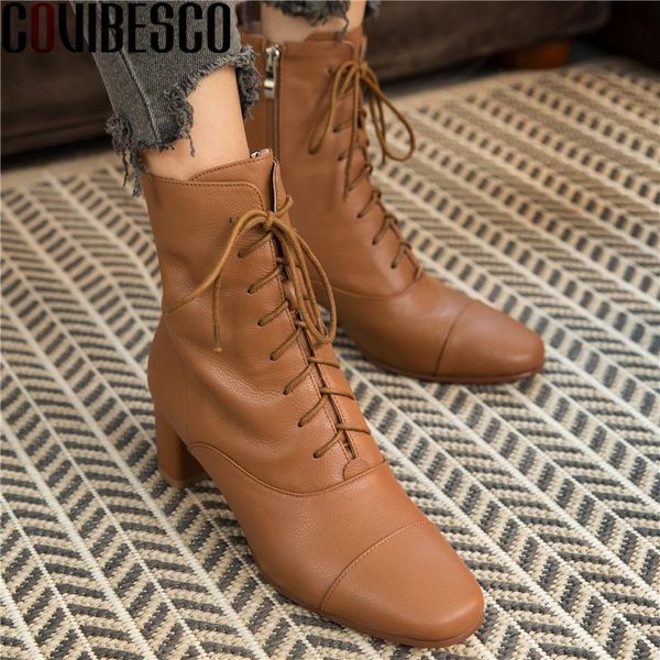 boots covibesco fashion arrival genuine leather women's winter female cross tied thick high heels pumps wedding shoes woman, Black
boots covibesco fashion arrival genuine leather women's winter female cross tied thick high heels pumps wedding shoes woman, Black