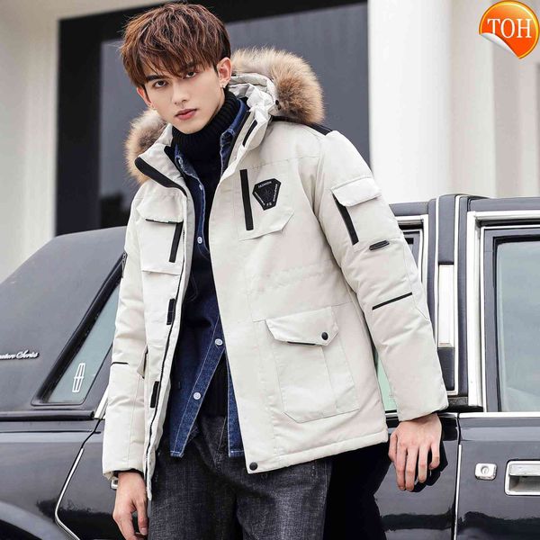 white 90% men duck casual snow coat overcoat removable cap thicken men's down jackets big real fur collar warm parka -30 degrees, Black
white 90% men duck casual snow coat overcoat removable cap thicken men's down jackets big real fur collar warm parka -30 degrees, Black
