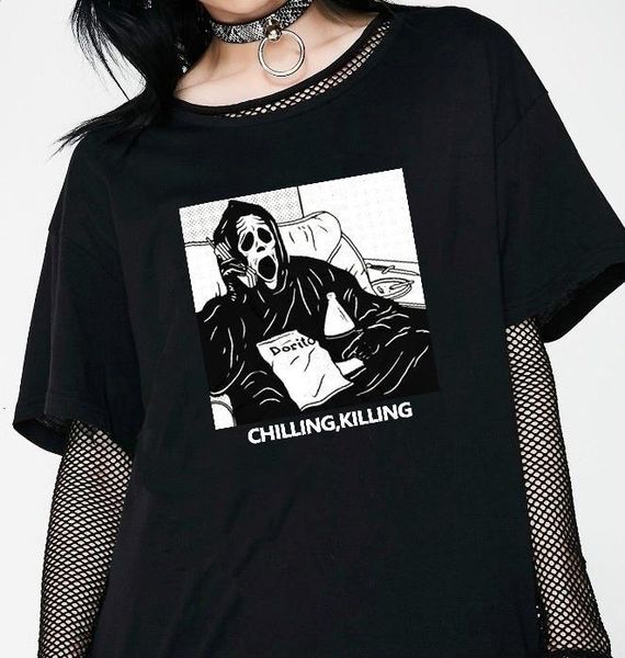horror skull t-shirt gothic ladies fashion funny casual ghost chilling killing letter print ladies short sleeve t-shirt punk top, White
horror skull t-shirt gothic ladies fashion funny casual ghost chilling killing letter print ladies short sleeve t-shirt punk top, White