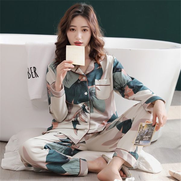 cotton pajamas women summer long-sleeved trousers two-piece suit womens satin loose printed home wear casual fashion pajamas, Black;red
cotton pajamas women summer long-sleeved trousers two-piece suit womens satin loose printed home wear casual fashion pajamas, Black;red