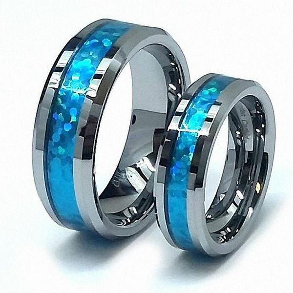 wedding rings his & her's 8mm/6mm tungsten carbide polished beveled edge hawaiian blue opal inlay band ring jewelry, Slivery;golden
wedding rings his & her's 8mm/6mm tungsten carbide polished beveled edge hawaiian blue opal inlay band ring jewelry, Slivery;golden