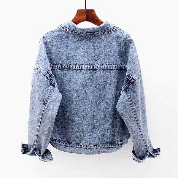 autumn vintage washed blue denim women basic outerwear big size loose pocket long sleeve short jeans jacket coat female 4uni, Black;brown 
autumn vintage washed blue denim women basic outerwear big size loose pocket long sleeve short jeans jacket coat female 4uni, Black;brown