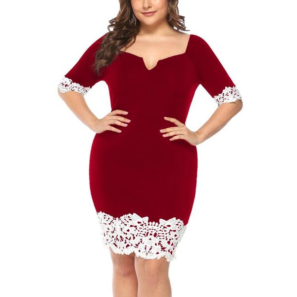 plus size dresses female bodycon mini dress vintage lace spliced vestidos large big asymmetric collar short sleeve cloth retro gown, Black
plus size dresses female bodycon mini dress vintage lace spliced vestidos large big asymmetric collar short sleeve cloth retro gown, Black