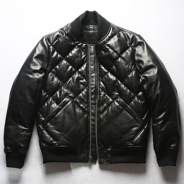 men's leather & faux 2021 men black genuine baseball down jacket fashion cross lattice sheepskin russia winter coats
men's leather & faux 2021 men black genuine baseball down jacket fashion cross lattice sheepskin russia winter coats