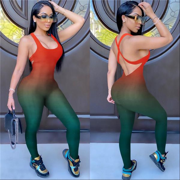 gradient print blackless strap jumpsuit rompers trousers 2021 women sleeveless bodycon slim summer jumpsuit o neck clubwear, Black;white
gradient print blackless strap jumpsuit rompers trousers 2021 women sleeveless bodycon slim summer jumpsuit o neck clubwear, Black;white