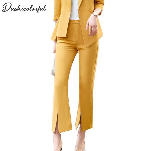 women's pants & capris yellow suit woman high waist office ladies split flare wide leg fashion pink green black trousers cropped, Black;white
women's pants & capris yellow suit woman high waist office ladies split flare wide leg fashion pink green black trousers cropped, Black;white