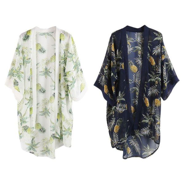 women's swimwear womens summer country style half sleeves swimsuit cover up boho colored pineapple digital printing kimono cardigan asy, White;black
women's swimwear womens summer country style half sleeves swimsuit cover up boho colored pineapple digital printing kimono cardigan asy, White;black