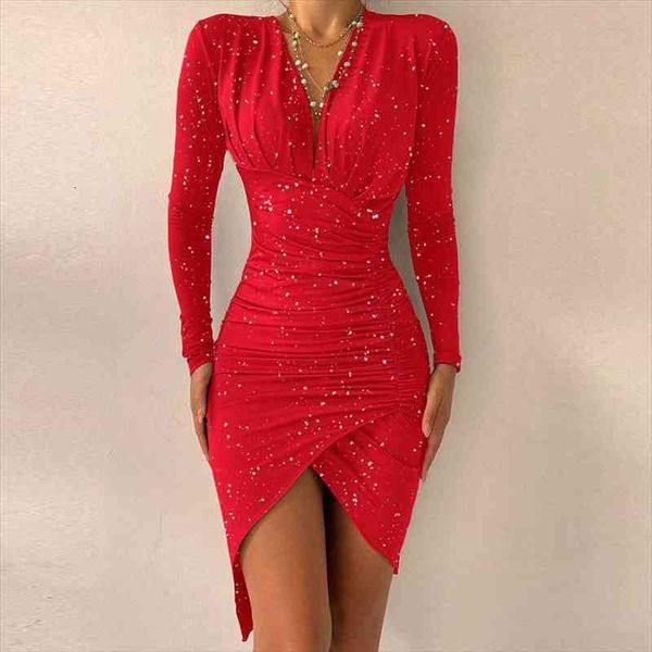 elegant deep v neck shiny print dot bodycon dress bright long sleeve slim folds mini dress women fashion party, Black;gray
elegant deep v neck shiny print dot bodycon dress bright long sleeve slim folds mini dress women fashion party, Black;gray
