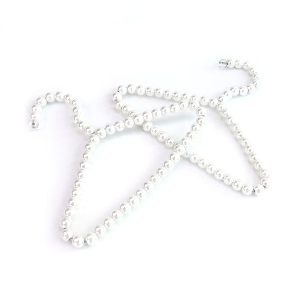 dog apparel pet clothes hanger white pearls thickened wire anti-rust smooth round and easy to deform cat
