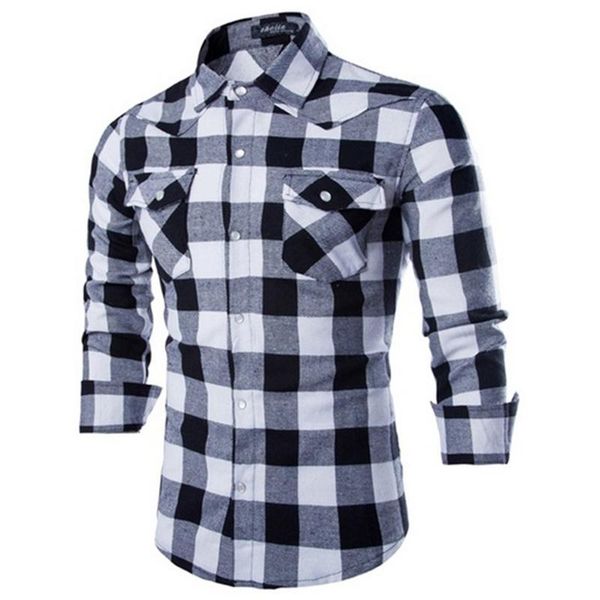 men's casual shirts zogaa 100% cotton mens plaid shirt slim fit spring autumn male brand long sleeved soft comfortable plus size s-4xl, White;black
men's casual shirts zogaa 100% cotton mens plaid shirt slim fit spring autumn male brand long sleeved soft comfortable plus size s-4xl, White;black