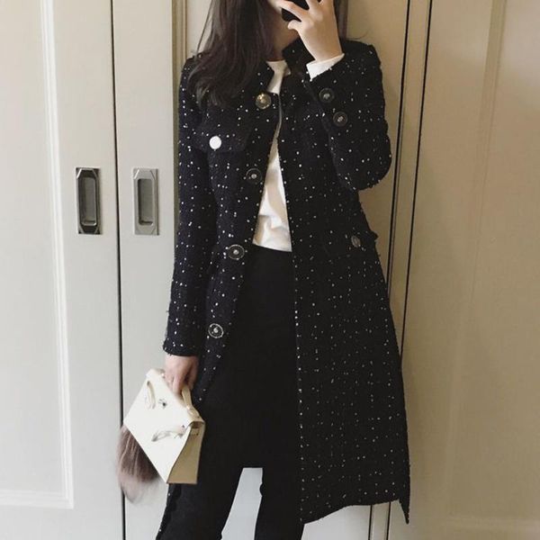 women's wool & blends woolen coat winter women elegant small incense wind wave point stand-up collar fashion temperament long tweed thi, Black
women's wool & blends woolen coat winter women elegant small incense wind wave point stand-up collar fashion temperament long tweed thi, Black