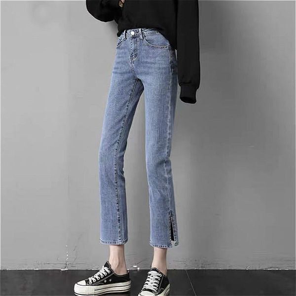 women's jeans women solid straight slim denim plus size korean style side slit ankle-length college trendy all-match female bottom jean, Blue
women's jeans women solid straight slim denim plus size korean style side slit ankle-length college trendy all-match female bottom jean, Blue