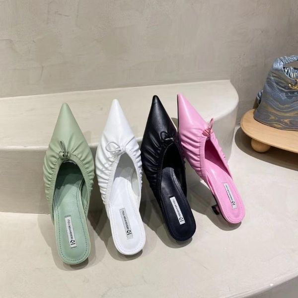 slippers dxfan pointed toe kitten heel women mules elegant pleated knotted sandals summer slides flip flops, Black
slippers dxfan pointed toe kitten heel women mules elegant pleated knotted sandals summer slides flip flops, Black