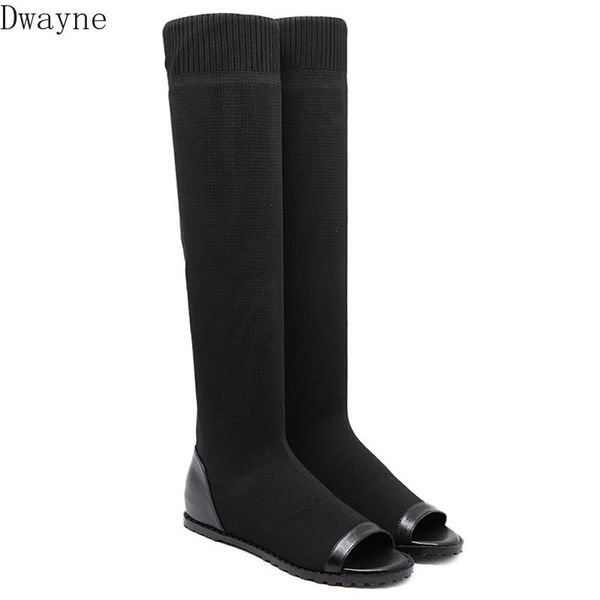 boots long boots, women's knees, knit elastic, wild, increased fish mouth, open toe, Black
boots long boots, women's knees, knit elastic, wild, increased fish mouth, open toe, Black