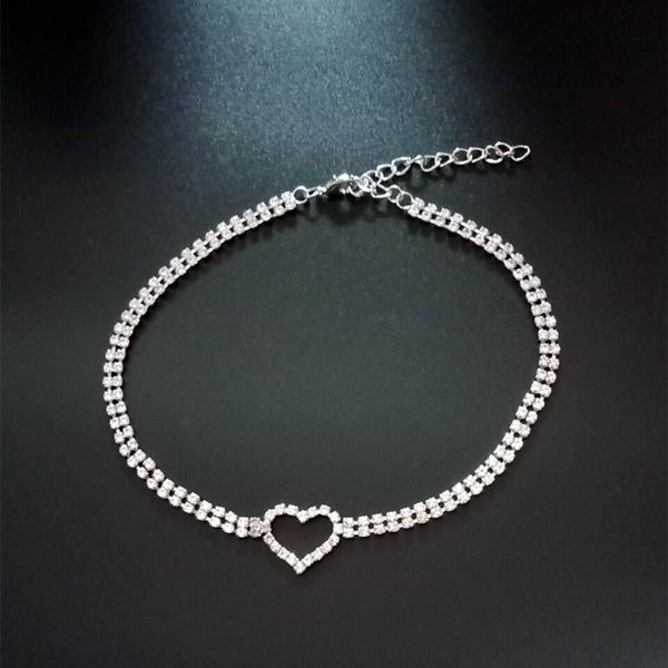 exaggerated fashion super flash diamond love pendant neck korean choker short necklace female clavicle chain, Black 
exaggerated fashion super flash diamond love pendant neck korean choker short necklace female clavicle chain, Black