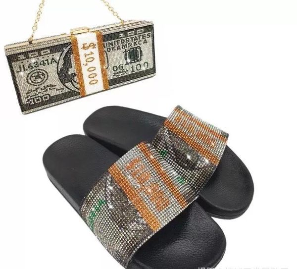 women dollar rhinestone slippers and bag ladies non-slip slides fashion bling all-match sandals soft flat flip flops ins, Black
women dollar rhinestone slippers and bag ladies non-slip slides fashion bling all-match sandals soft flat flip flops ins, Black