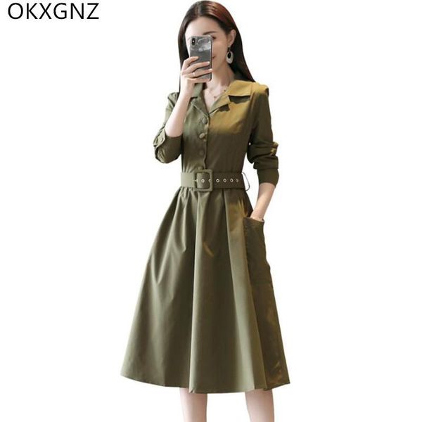 casual dresses spring women's temperament dress fashion trend waist thin long-sleeved long single-breasted young, Black;gray
casual dresses spring women's temperament dress fashion trend waist thin long-sleeved long single-breasted young, Black;gray
