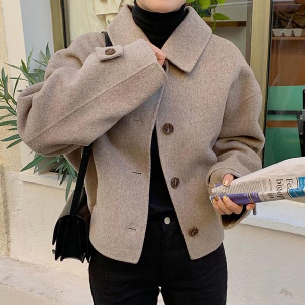 women's jackets 2021 autumn winter korean women fashion short tweed jacket female single-breasted casual wool coat elegant vintage chic, Black;brown
women's jackets 2021 autumn winter korean women fashion short tweed jacket female single-breasted casual wool coat elegant vintage chic, Black;brown