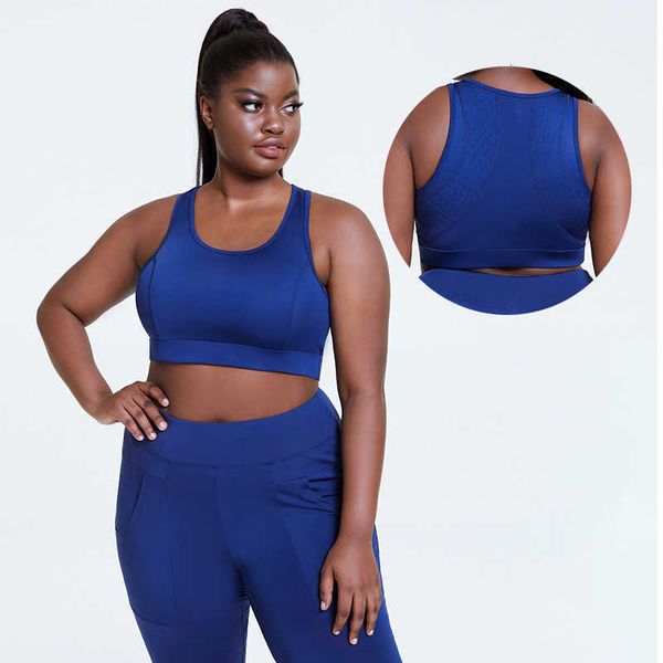 yoga vest large high strength running mesh fitness bra, Black;white