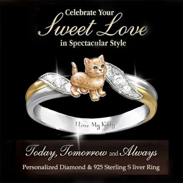 cluster rings fashion and creative women girl birthday gift kitten ring lettering two-color cute cat exquisite party jewelry wholesale, Golden;silver
cluster rings fashion and creative women girl birthday gift kitten ring lettering two-color cute cat exquisite party jewelry wholesale, Golden;silver