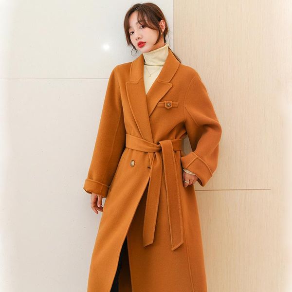 women's wool & blends "original" double-sided cashmere coat high-end australian in autumn and winter 2021, Black 
women's wool & blends "original" double-sided cashmere coat high-end australian in autumn and winter 2021, Black