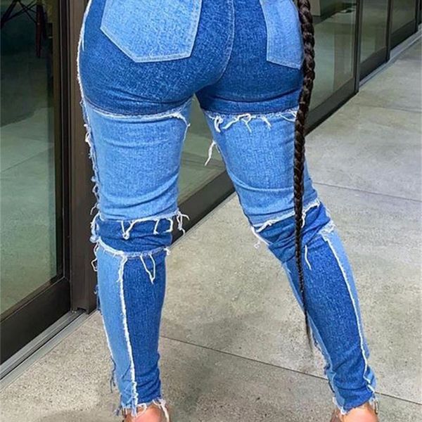 cm.yaya women patchwork denim pants retro jeans ripped pencil panelled trousers street skinny high waist lady jean pants 210302, Blue
cm.yaya women patchwork denim pants retro jeans ripped pencil panelled trousers street skinny high waist lady jean pants 210302, Blue