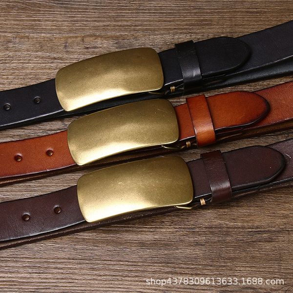 3.3cm wide thickened first layer cowhide belt mens leather smooth brass korean style buckle retro easy matching trendy no. 2, Black;brown
3.3cm wide thickened first layer cowhide belt mens leather smooth brass korean style buckle retro easy matching trendy no. 2, Black;brown