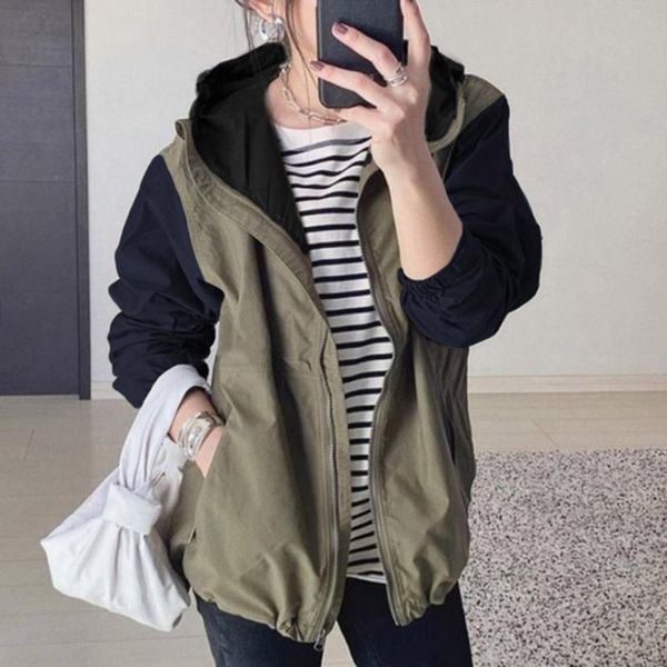 women's jackets 2021 fashion outerwear long sleeve loose zipper fall women jacket color block patchwork pocket casual winter warm lady, Black;brown
women's jackets 2021 fashion outerwear long sleeve loose zipper fall women jacket color block patchwork pocket casual winter warm lady, Black;brown