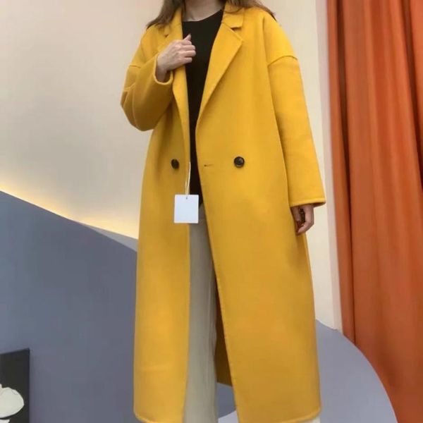 women's wool & blends xikom 2021 winter women yellow woolen adjustable waist office lady coat female vintage single button loose casual, Black
women's wool & blends xikom 2021 winter women yellow woolen adjustable waist office lady coat female vintage single button loose casual, Black