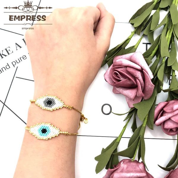 link, chain empress fashion woman ethnic turkey evil eyes headmade miyuki beads adjustable gold bracelets for gift, Black
link, chain empress fashion woman ethnic turkey evil eyes headmade miyuki beads adjustable gold bracelets for gift, Black